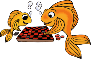Dewey and a friend enjoy a game of checkers
